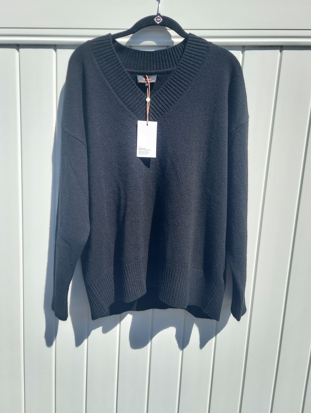 Quince 100% Mongolian Cashmere Black V-Neck Oversized Sweater Women Size Medium - Picture 11 of 11